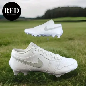 Nike Jordan 1 Low TD White Grey Fog Football Cleats FJ6245 101 - Men's Size 14.5