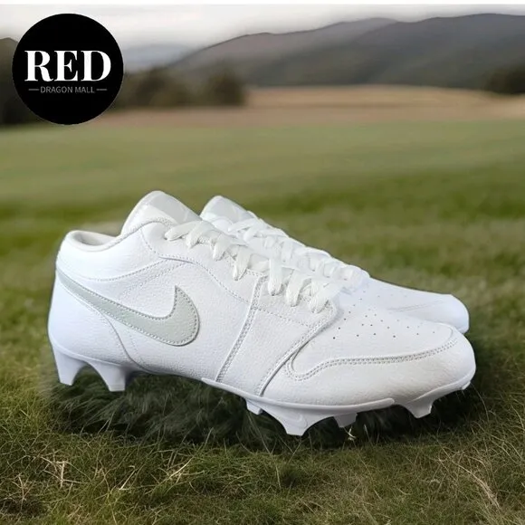 Nike Jordan 1 Low TD White Grey Fog Football Cleats FJ6245 101 - Men's Size 14.5