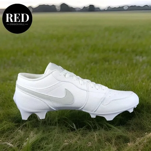 Nike Jordan 1 Low TD White Grey Fog Football Cleats FJ6245 101 - Men's Size 14.5