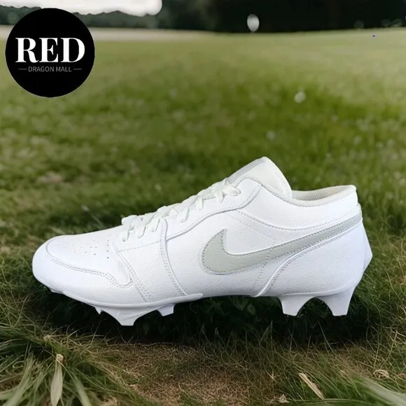 Nike Jordan 1 Low TD White Grey Fog Football Cleats FJ6245 101 - Men's Size 14.5