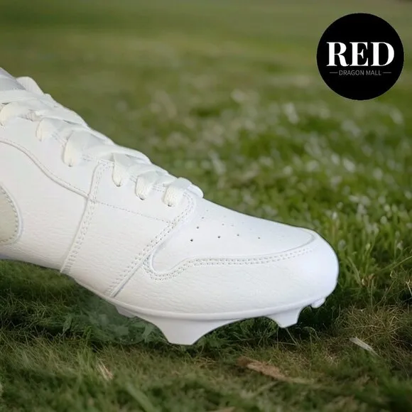 Nike Jordan 1 Low TD White Grey Fog Football Cleats FJ6245 101 - Men's Size 14.5