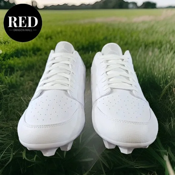 Nike Jordan 1 Low TD White Grey Fog Football Cleats FJ6245 101 - Men's Size 14.5