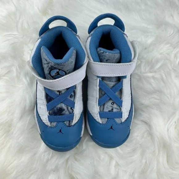 Nike Jordan 6 Rings High Top Sneaker in White/Dutch Blue
