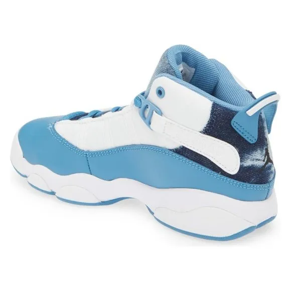 Nike Jordan 6 Rings High Top Sneaker in White/Dutch Blue