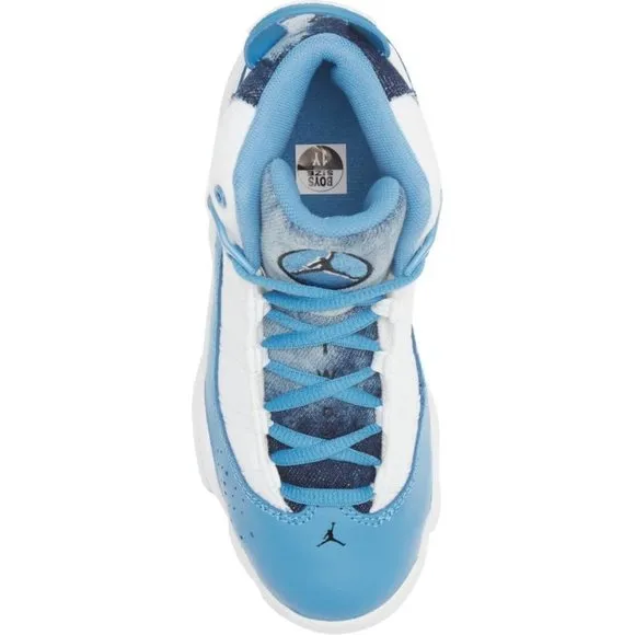 Nike Jordan 6 Rings High Top Sneaker in White/Dutch Blue