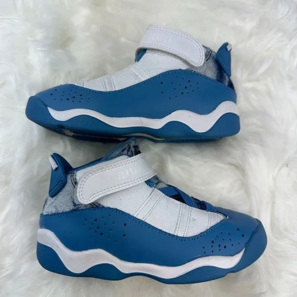 Nike Jordan 6 Rings High Top Sneaker in White/Dutch Blue