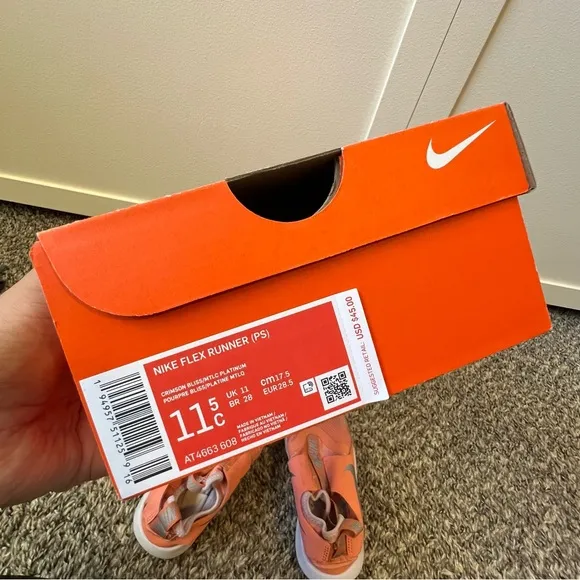 Nike Kids Flex Runner PS‎ Crimson Bliss Shoes Sneakers With Box Size 11.5