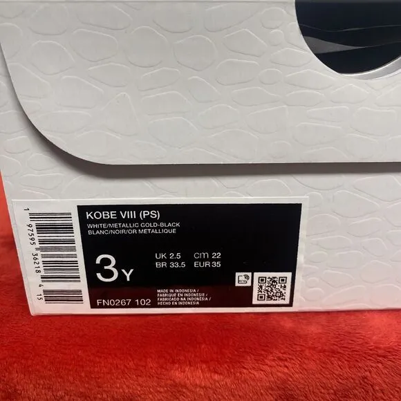 Nike Kobe 8 Protro Mambacita FN0267-102 - Size 3Y Little Kids - White/Black/Meta