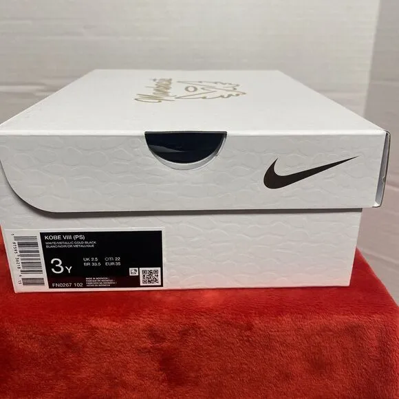 Nike Kobe 8 Protro Mambacita FN0267-102 - Size 3Y Little Kids - White/Black/Meta