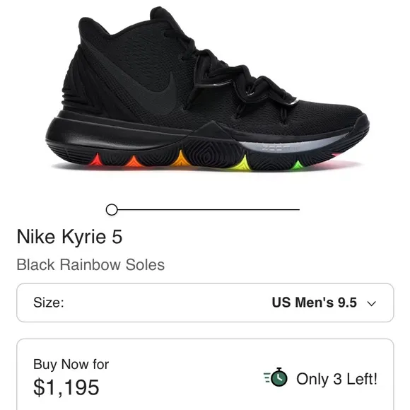 Nike Kyrie 5 Black Rainbow Sole size 9.5