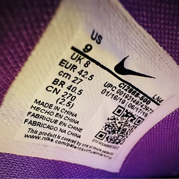 Nike LeBron 16 Low Atomic Purple Basketball Shoes 2019 Men’s Size 9 CI2668-500