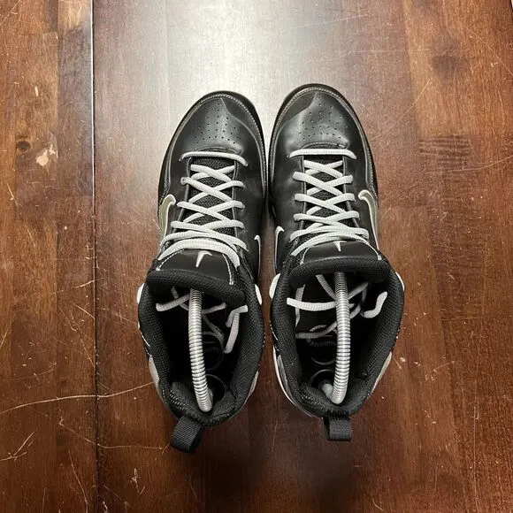 Nike MAX AIR MVP Football Metal Cleat Shoes Size 11.5 Power Channel Black Silver