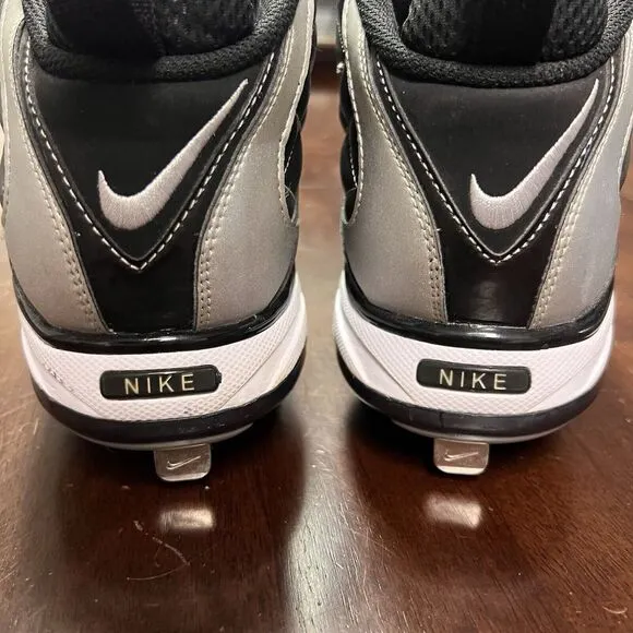 Nike MAX AIR MVP Football Metal Cleat Shoes Size 11.5 Power Channel Black Silver