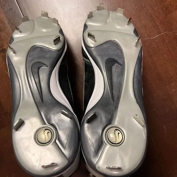 Nike MAX AIR MVP Football Metal Cleat Shoes Size 11.5 Power Channel Black Silver