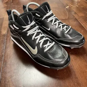 Nike MAX AIR MVP Football Metal Cleat Shoes Size 11.5 Power Channel Black Silver