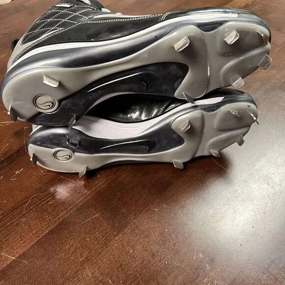 Nike MAX AIR MVP Football Metal Cleat Shoes Size 11.5 Power Channel Black Silver