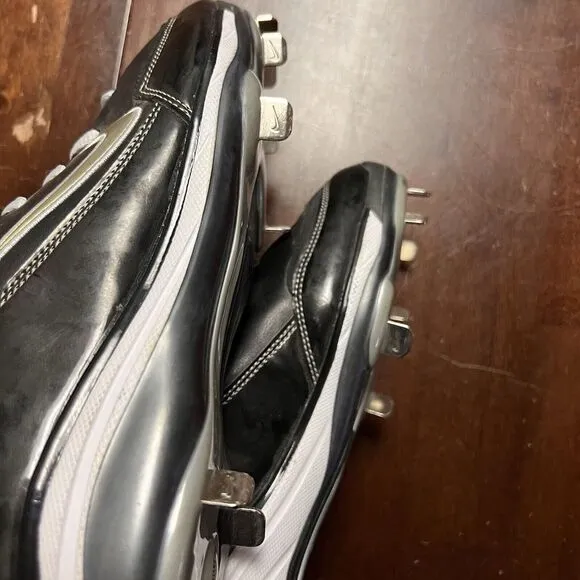 Nike MAX AIR MVP Football Metal Cleat Shoes Size 11.5 Power Channel Black Silver