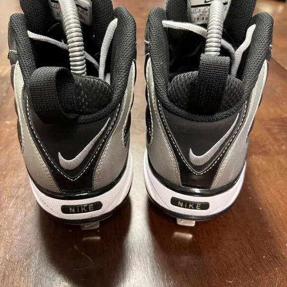Nike MAX AIR MVP Football Metal Cleat Shoes Size 11.5 Power Channel Black Silver