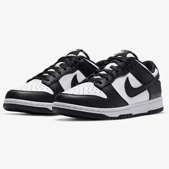 Nike | Men’s black &amp; white Panda Low Dunk Sneakers, black laces/sole, size 10.5