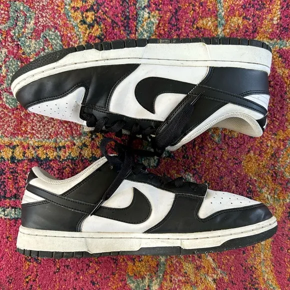 Nike | Men’s black &amp; white Panda Low Dunk Sneakers, black laces/sole, size 10.5