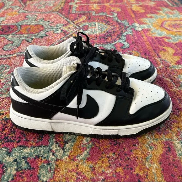 Nike | Men’s black &amp; white Panda Low Dunk Sneakers, black laces/sole, size 10.5