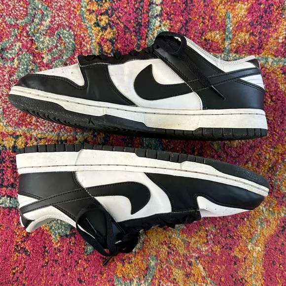 Nike | Men’s black &amp; white Panda Low Dunk Sneakers, black laces/sole, size 10.5