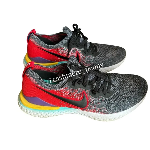 Nike Men's Epic React Flyknit 2 Sneakers Black University Red BQ8928-007 Size 12