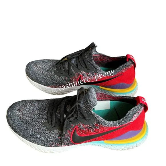 Nike Men's Epic React Flyknit 2 Sneakers Black University Red BQ8928-007 Size 12