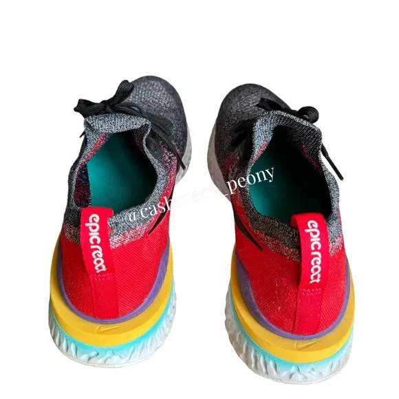Nike Men's Epic React Flyknit 2 Sneakers Black University Red BQ8928-007 Size 12