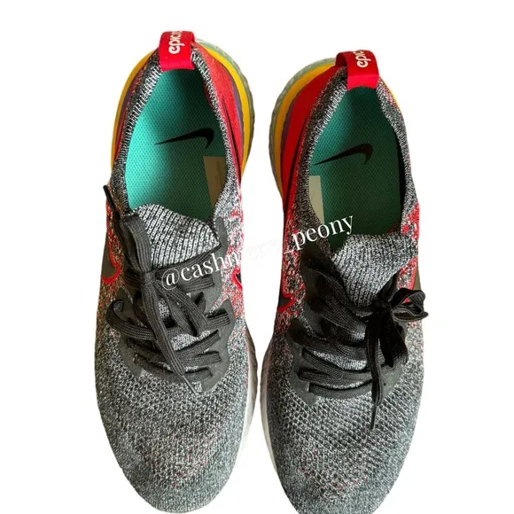 Nike Men's Epic React Flyknit 2 Sneakers Black University Red BQ8928-007 Size 12