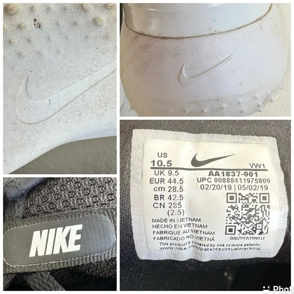Nike Men’s Roshe G Next Nature Black White Golf Shoes Sneakers, size 10.5