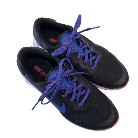Nike Renew Run Athletic Shoes Black/Red/Purple Size 7.5 Womens Running Sneakers
