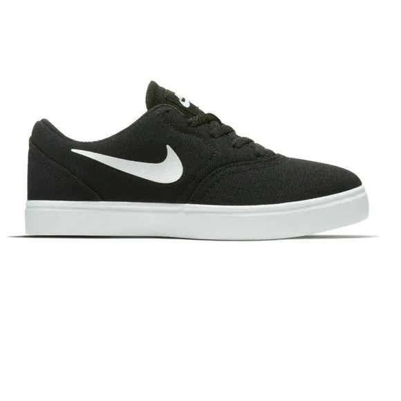 Nike SB Check Canvas GS Black White Kids Skate Sneakers 905373 003