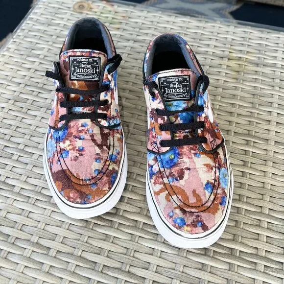 Nike Stefan Janoski RARE Men's Blue Digi Floral Skateboard Sneakers Size 7.5