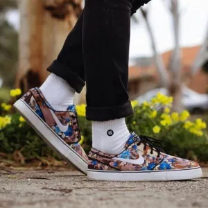 Nike Stefan Janoski RARE Men's Blue Digi Floral Skateboard Sneakers Size 7.5