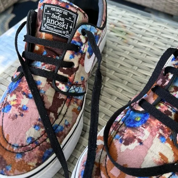 Nike Stefan Janoski RARE Men's Blue Digi Floral Skateboard Sneakers Size 7.5