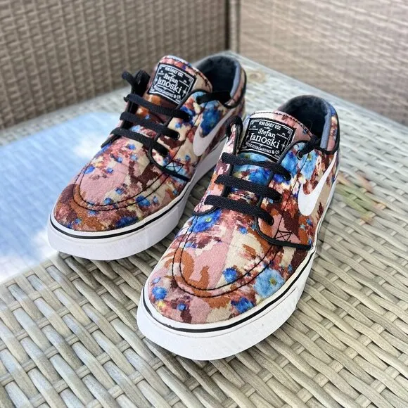 Nike Stefan Janoski RARE Men's Blue Digi Floral Skateboard Sneakers Size 7.5