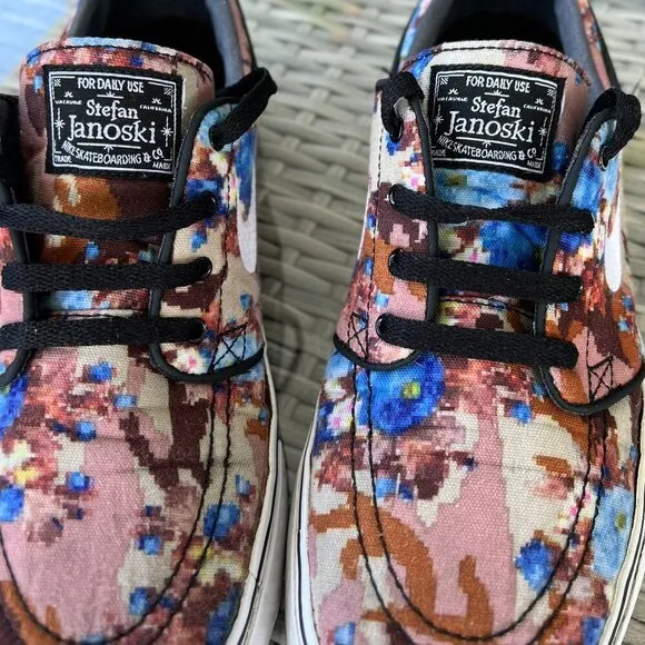Nike Stefan Janoski RARE Men's Blue Digi Floral Skateboard Sneakers Size 7.5