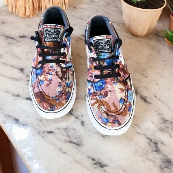 Nike Stefan Janoski RARE Men's Blue Digi Floral Skateboard Sneakers Size 7.5
