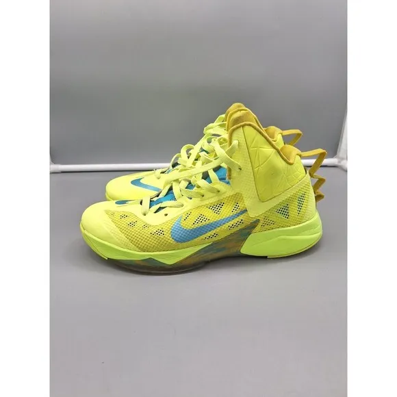 Nike Zoom Hyperfuse Basketball Sneakers 2013 Volt Vivid Blue, 615896-700, Size 9