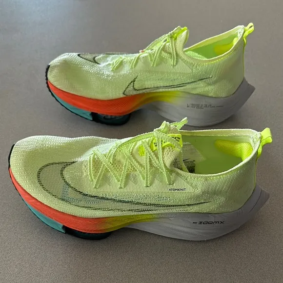 Nike ZoomX Vibrant Green and Orange Athletic Shoes