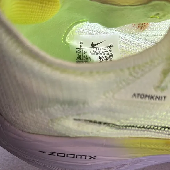 Nike ZoomX Vibrant Green and Orange Athletic Shoes