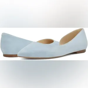 Nine West Blaha Light Blue Suede Kitten, Heel Flats Size 6 M NIB