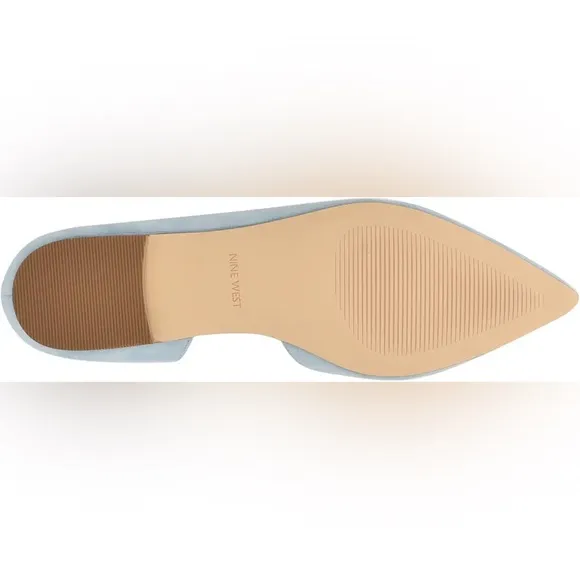 Nine West Blaha Light Blue Suede Kitten, Heel Flats Size 6 M NIB