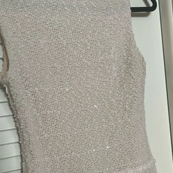 Nine West’s Tweed Like Cream Tiered A-Lined Dress/Metallic Accents Size 4