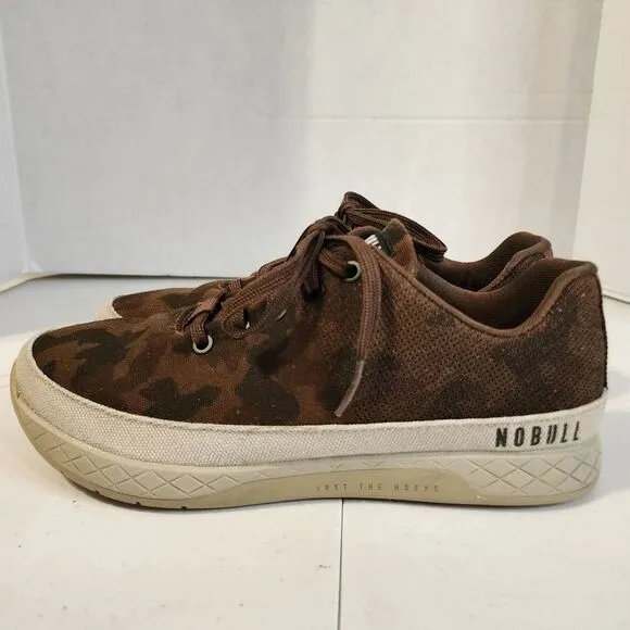 Nobull Grizzly Canvas Trainers Brown Camo Print Men's 8.5 Women's 10