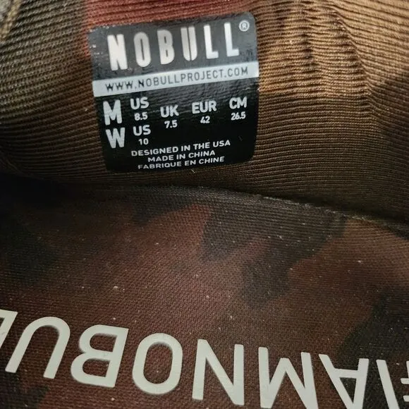 Nobull Grizzly Canvas Trainers Brown Camo Print Men's 8.5 Women's 10