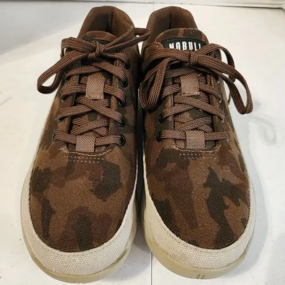Nobull Grizzly Canvas Trainers Brown Camo Print Men's 8.5 Women's 10