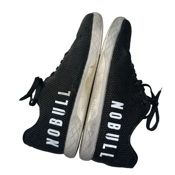 NoBull Canvas Trainer Black Low Top Lace Up Crossfit women’s 8 reflective shoe