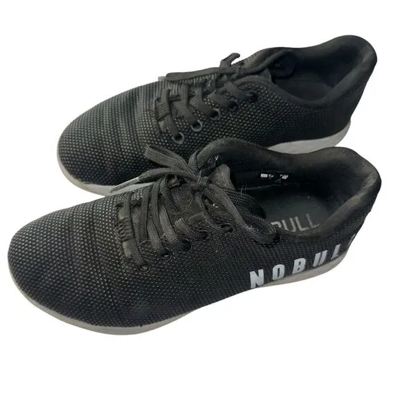NoBull Canvas Trainer Black Low Top Lace Up Crossfit women’s 8 reflective shoe